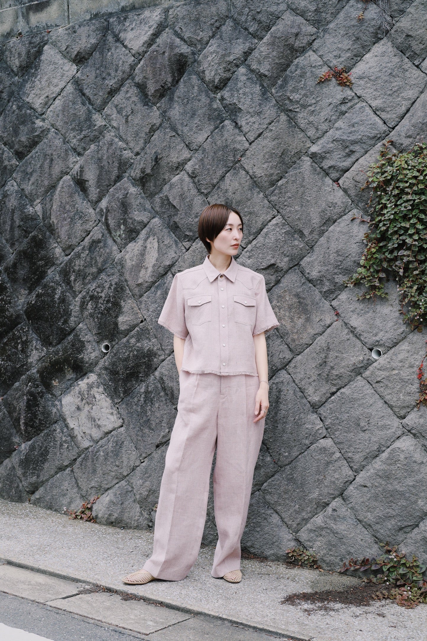 jonnlynx COTTON LINEN MELANGE WESTERN SHIRT