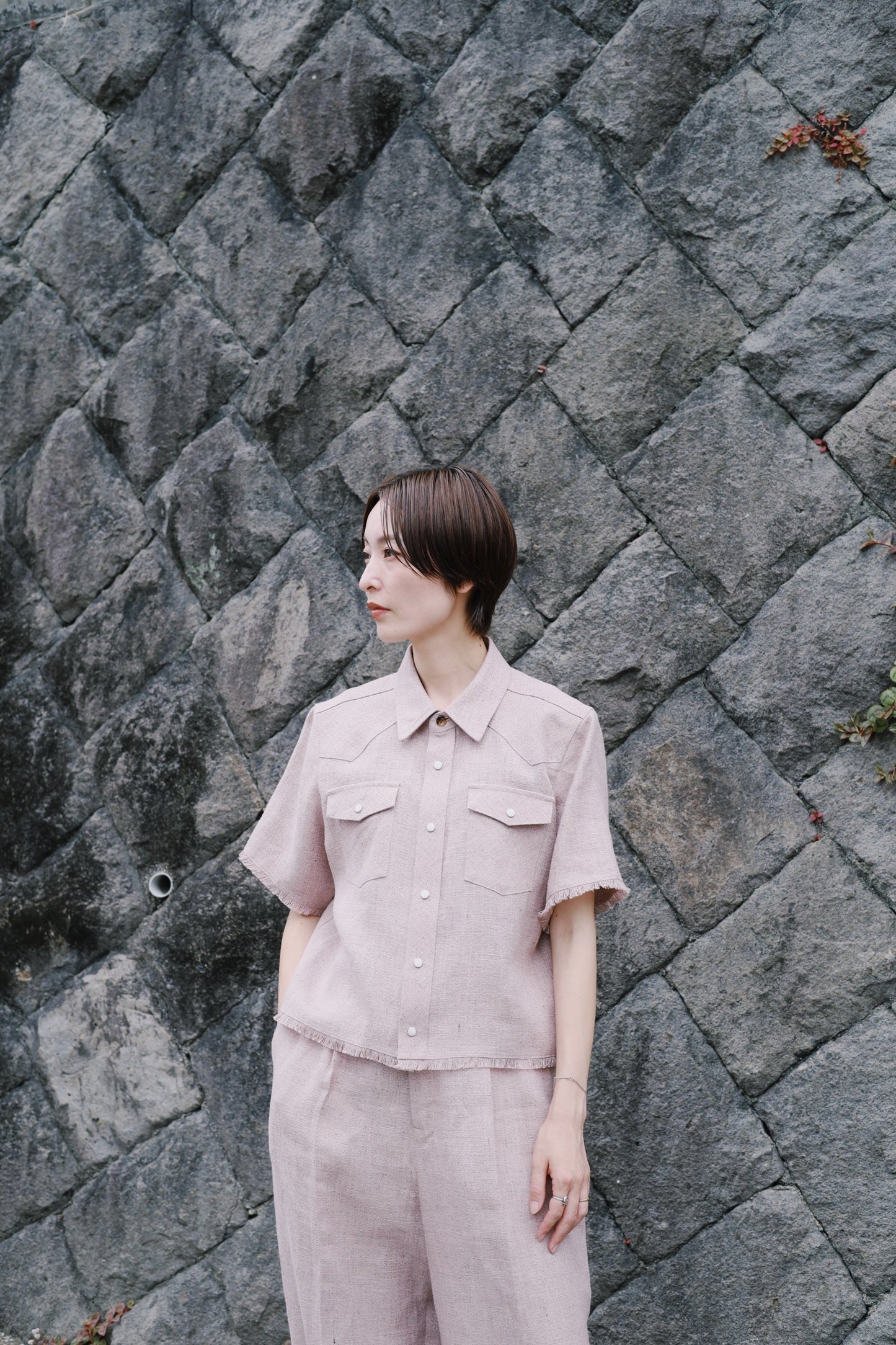 jonnlynx COTTON LINEN MELANGE WESTERN SHIRT
