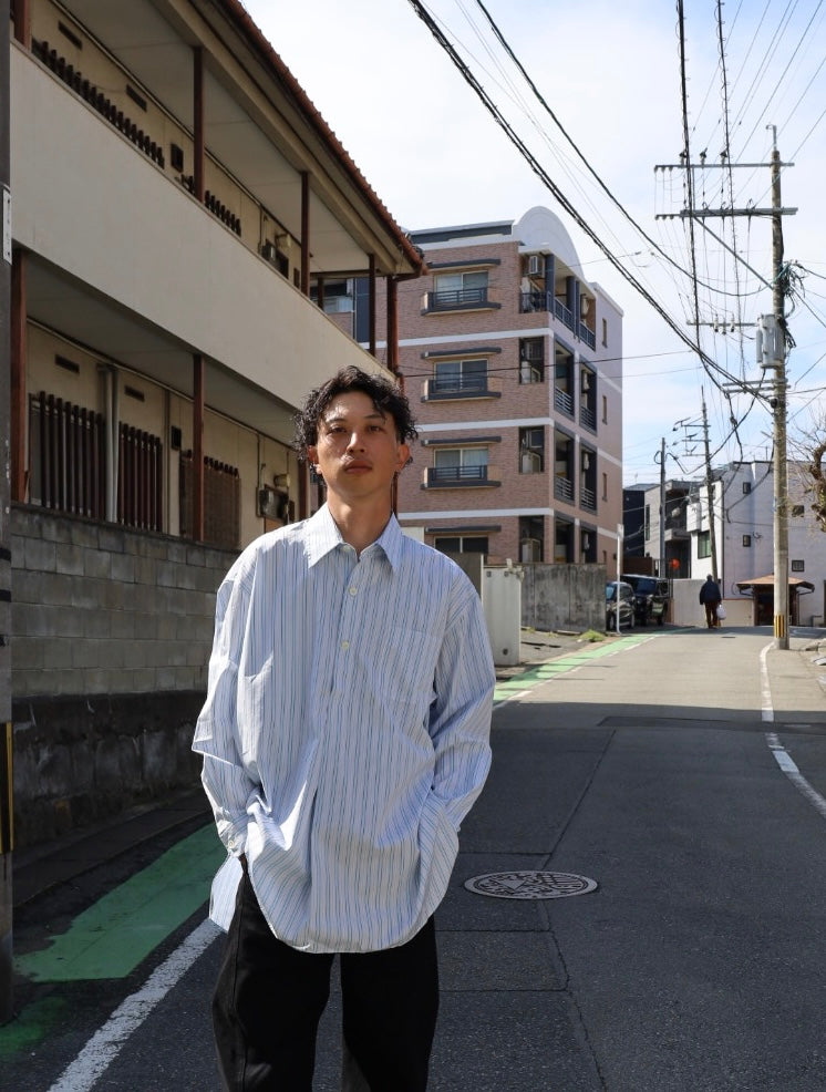 OUR LEGACY   POPOVER SHIRT, sonic blue stripe