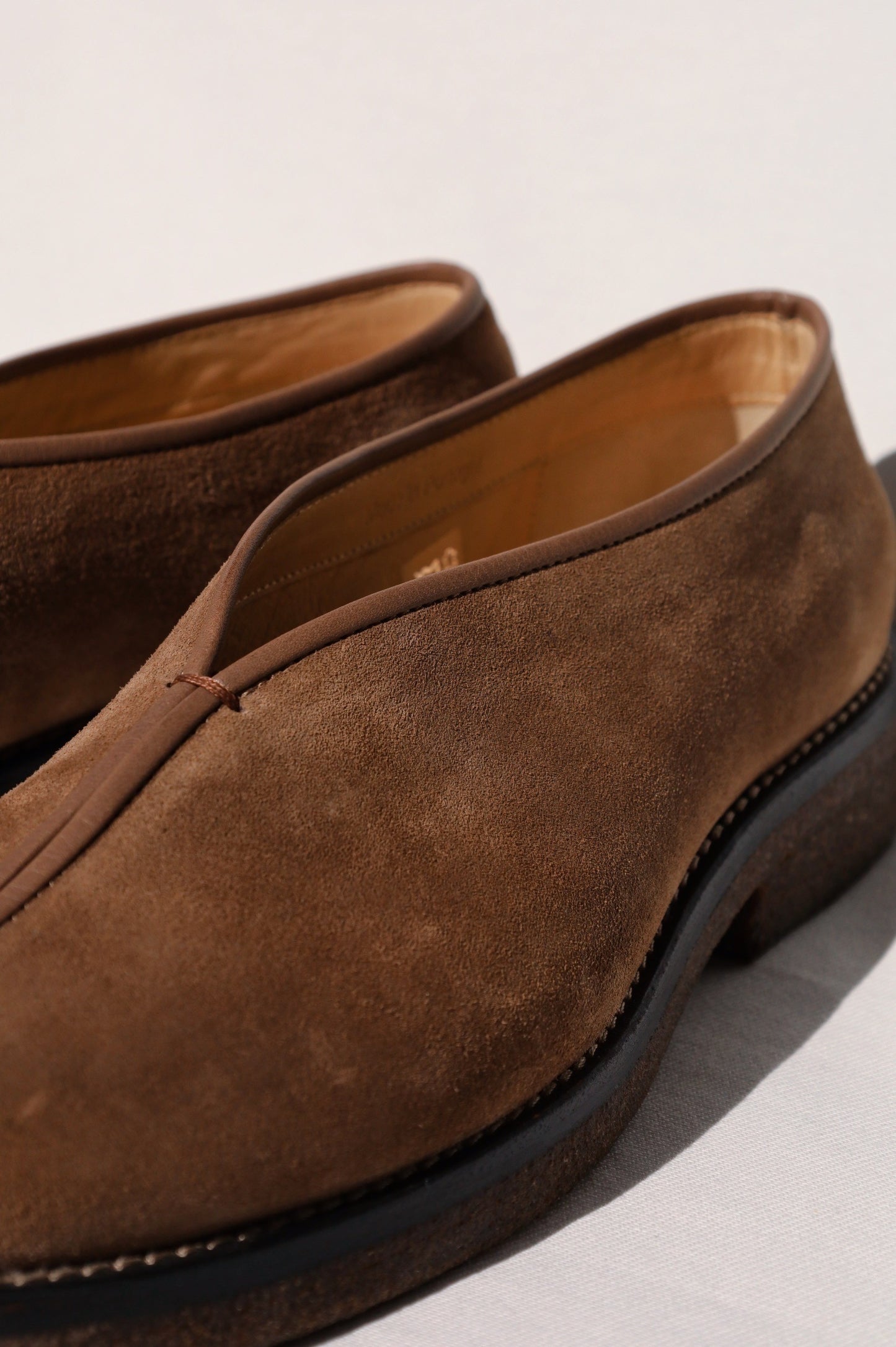 LEMAIRE  PIPED SLIPPERS, waxd suede leather