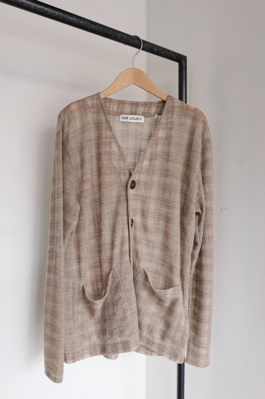 OUR LEGACY   CARDIGAN, Grey Disintegration Check