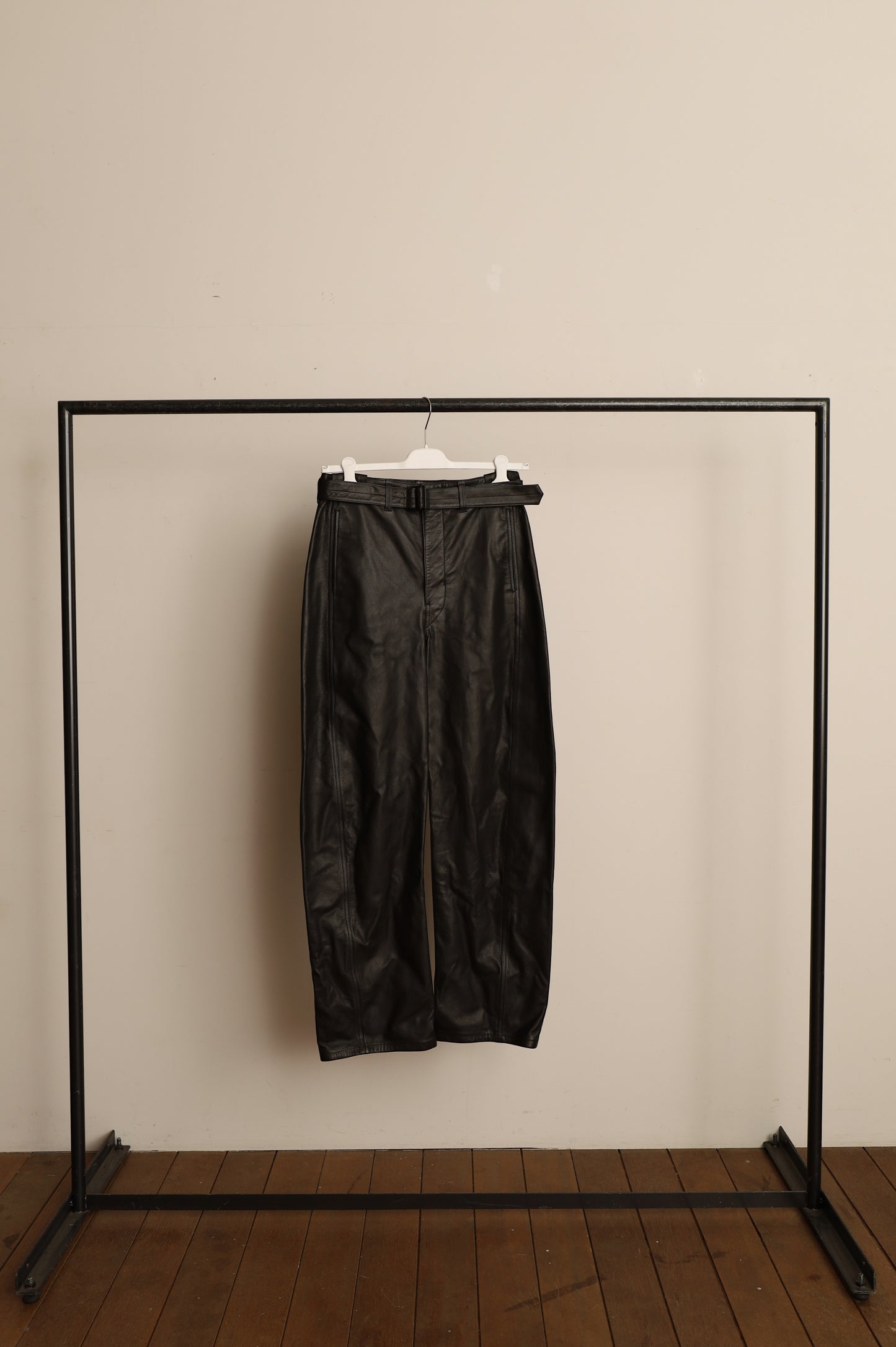 LEMAIRE LEATHER BELTED TWISTED PANTS