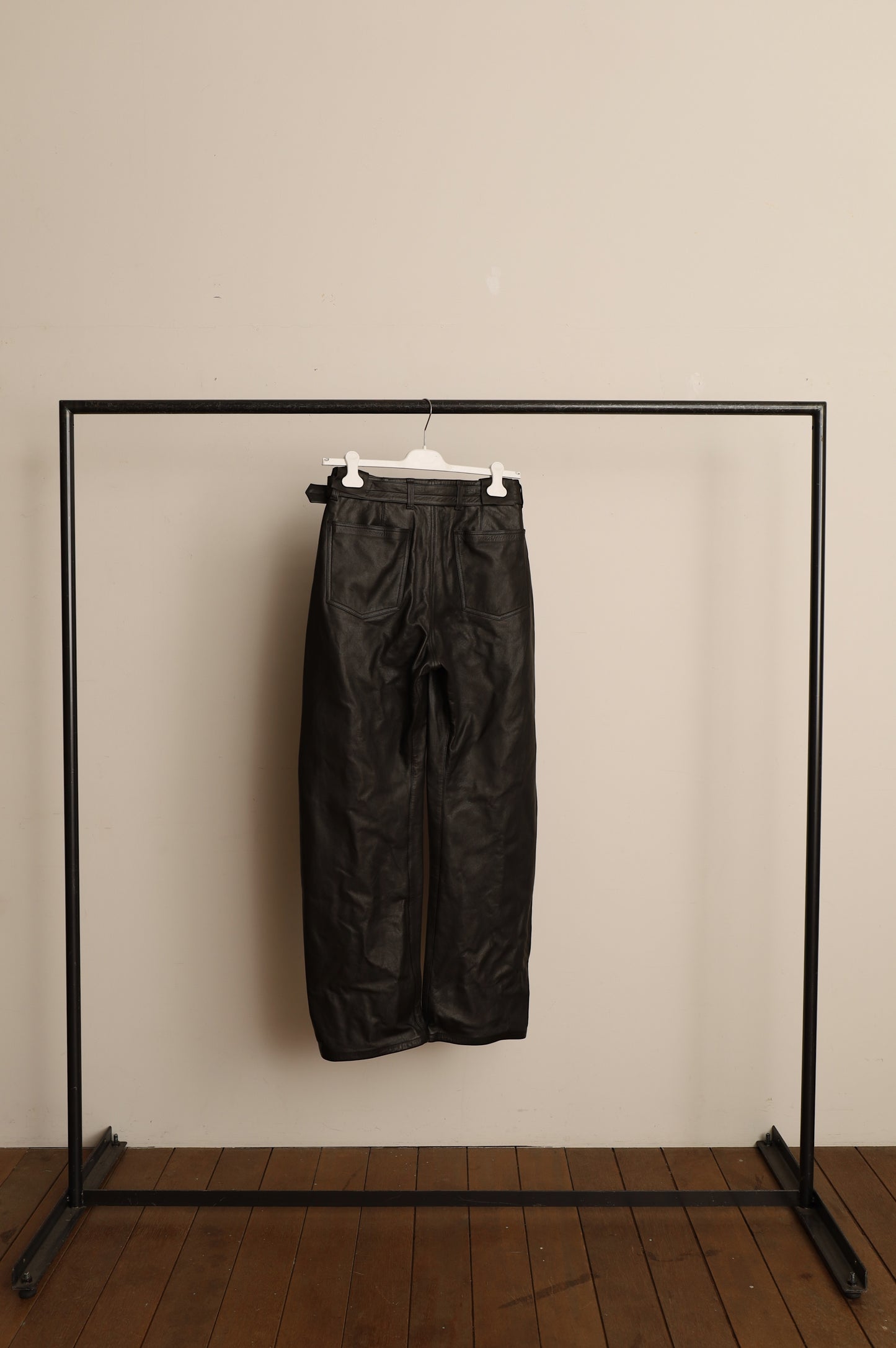 LEMAIRE LEATHER BELTED TWISTED PANTS