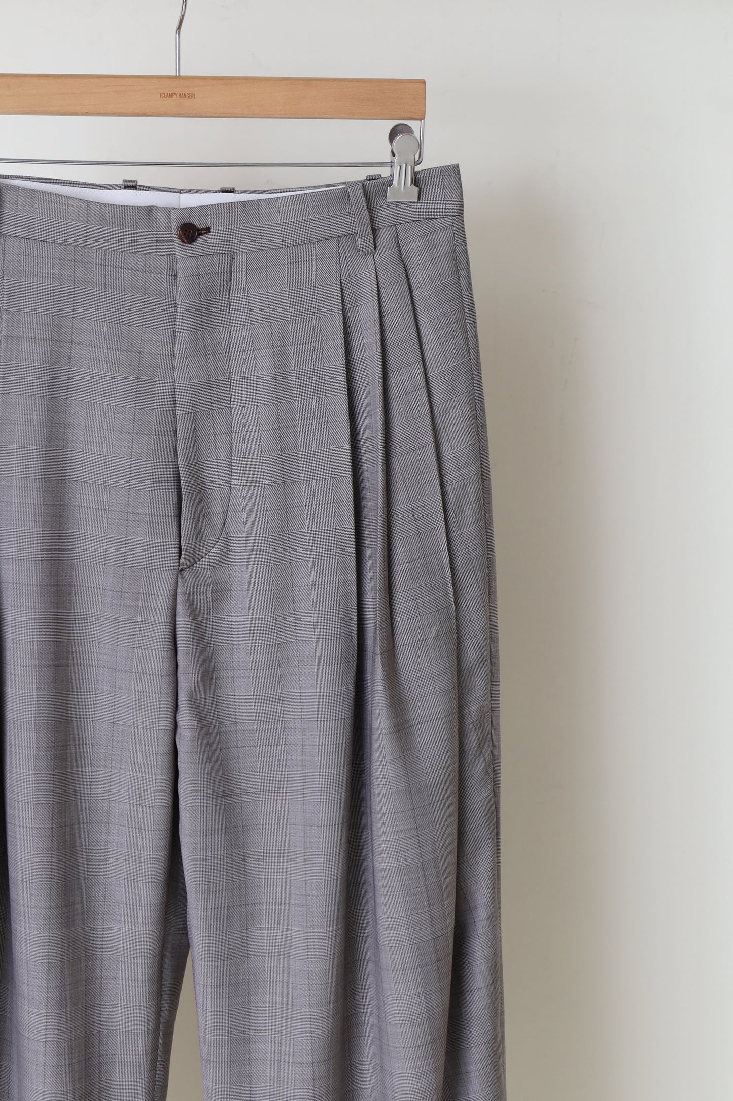 HED MAYNER WOOL CHECK 2TUCK PANT