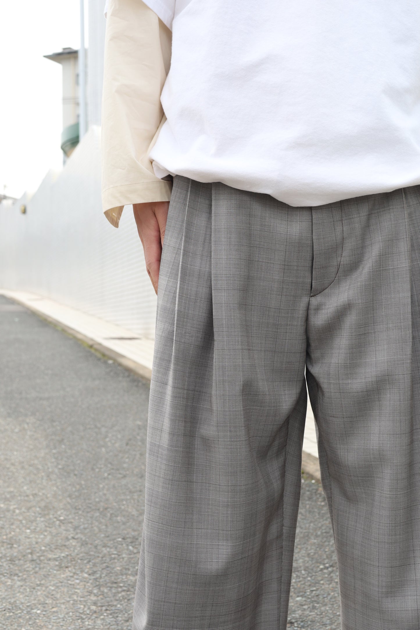 HED MAYNER WOOL CHECK 2TUCK PANT